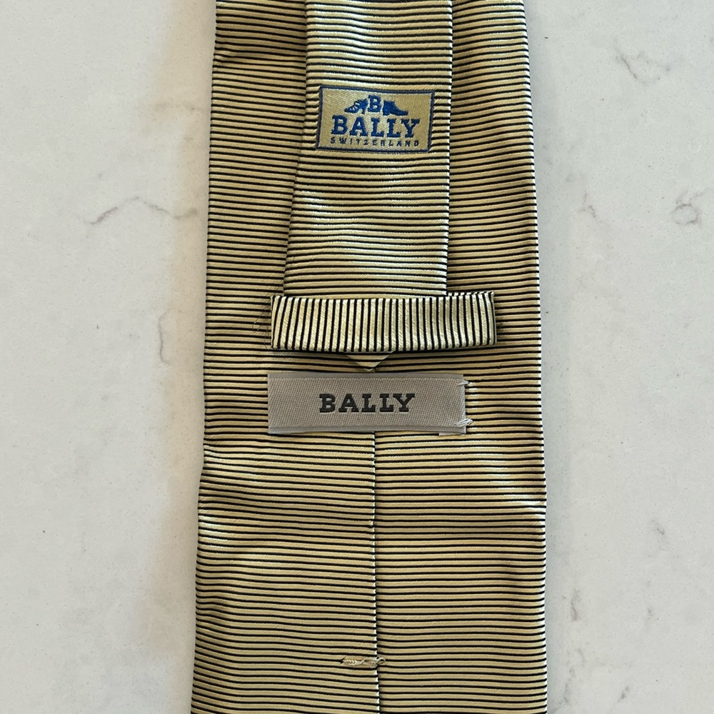 Bally Black and Cream Striped Tie